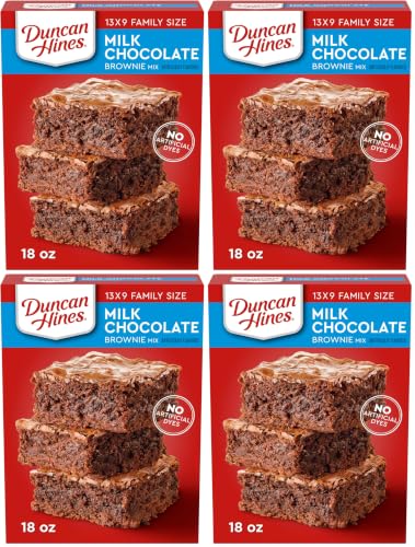 Duncan Hines Brownie Mix, Milk Chocolate, 18 oz (Pack of 4)