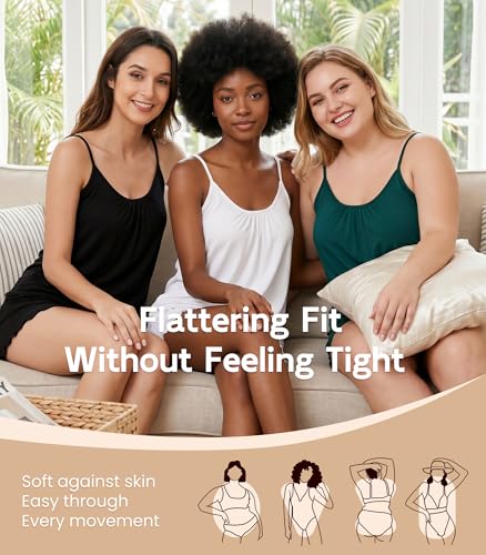 Image of NACHILA Women's Bamboo Viscose Pajama Shorts Sets-Cooling V Neck Cami Sleepwear, Soft Summer Camisoles Pjs Set with Pocket