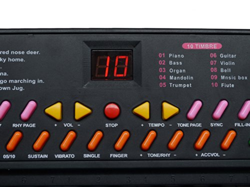 TMS 54 Keys Music Electronic Keyboard Kid Electric Piano Organ Record Playback W/Mic Black