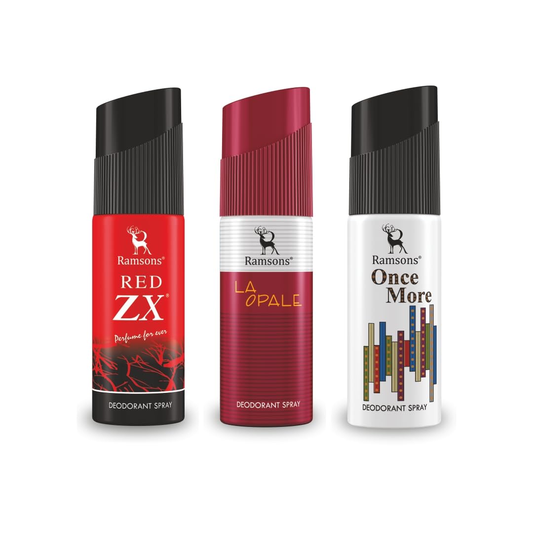 Ramsons - RED ZX, LA OPALE & ONCE MORE Deodorant Spray | 40 ML x 3 | Body Spray For Men-image-13