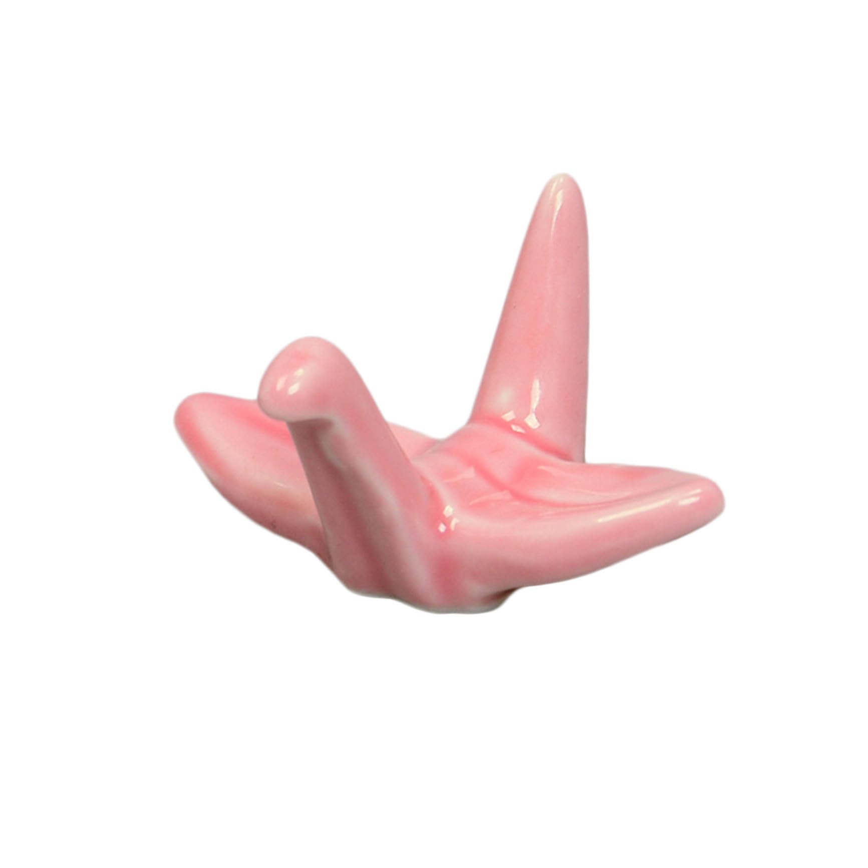 Poggia Bacchette in Ceramica Rosa a Gru di Carta 12 Pezzi