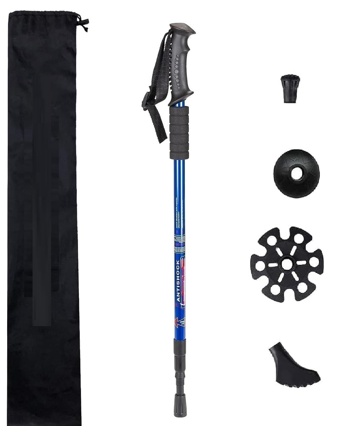 HUBREM Adjustable Trekking Pole Anti Shock Hiking Walking Stick Lightweight Aluminum Hiking Pole with Ergonomic Rubber Grip Foam Handle Wrist Strap-image-48