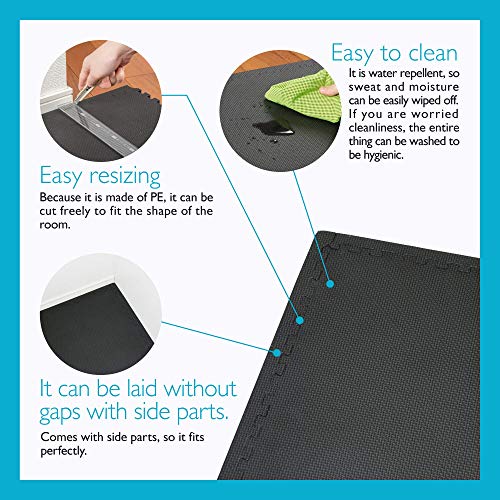 Bodytech Puzzle Exercise Mat Interlocking Foam And Tile Mats For Home Gym. Floor Padding For Small Child. Black Color 18 X 18 X ½ Thick 8 Sheet 18 Sqft #TOP4