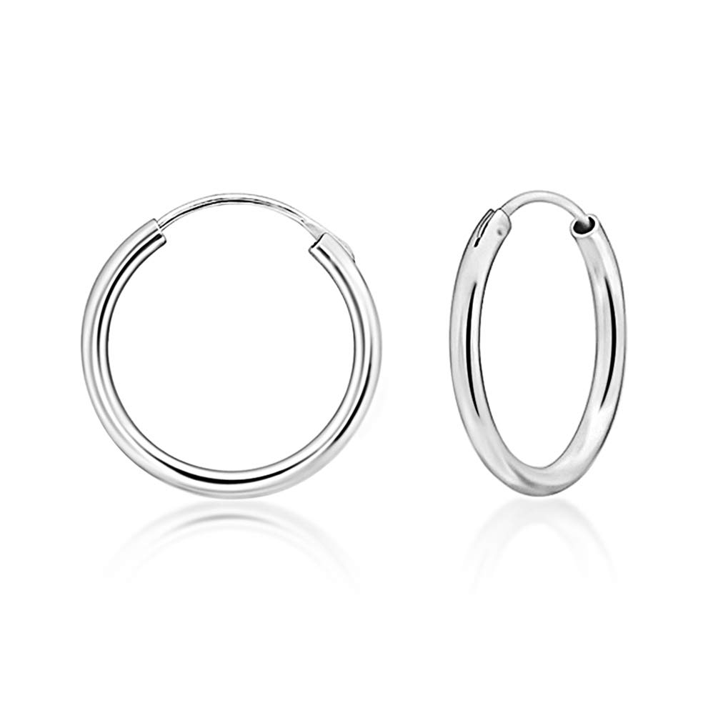 DTPsilver Pendientes Aro - Aros Plata Mujer - Pendientes Plata de Ley 925 - Creoles - Aros Pequeños Medianos Grandes - Espesor 2 mm - Diámetro 10, 12, 14, 16, 18, 20, 30, 35, 40, 50, 60, 70, 80 mm