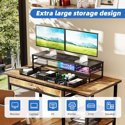image for Simple Trending 2 Tier Metal Monitor Stand Riser with USB 2.0 and Char