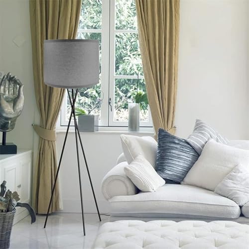 Fabric Lamp Shade Modern Fabric Drum Light Shade for Ceiling Lights Table Lamps and Floor Lamps Pendant Light Shades Ceiling for Living Room Bedroom Cylindrical Shades for Lamp 26x19 cm (Grey) - Image 4