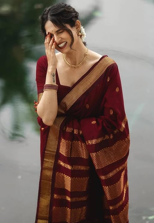 Image of C J Enterprise Women's Pure Kanjivaram Soft Silk Saree Banarasi Style Ladies Sadi With Blouse Piece for Wedding (Eagle-3-51)