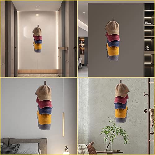 3 Pcs Hat Racks For Baseball Caps, Wall Mounted Wooden Hat Rack, Wall Vertical Hat Organizer Hanger, Hat Holder Caps Display Rack For Closet Door Bedroom Living Room Entryroom Laundry (Brown Wood) #TOP5
