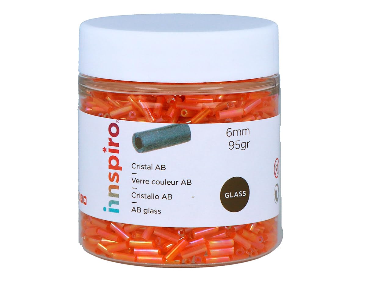 INNSPIRO Glass Rock Cylinder Aurora boreale Orange diam. 1.8 x 6 mm. 95 g.