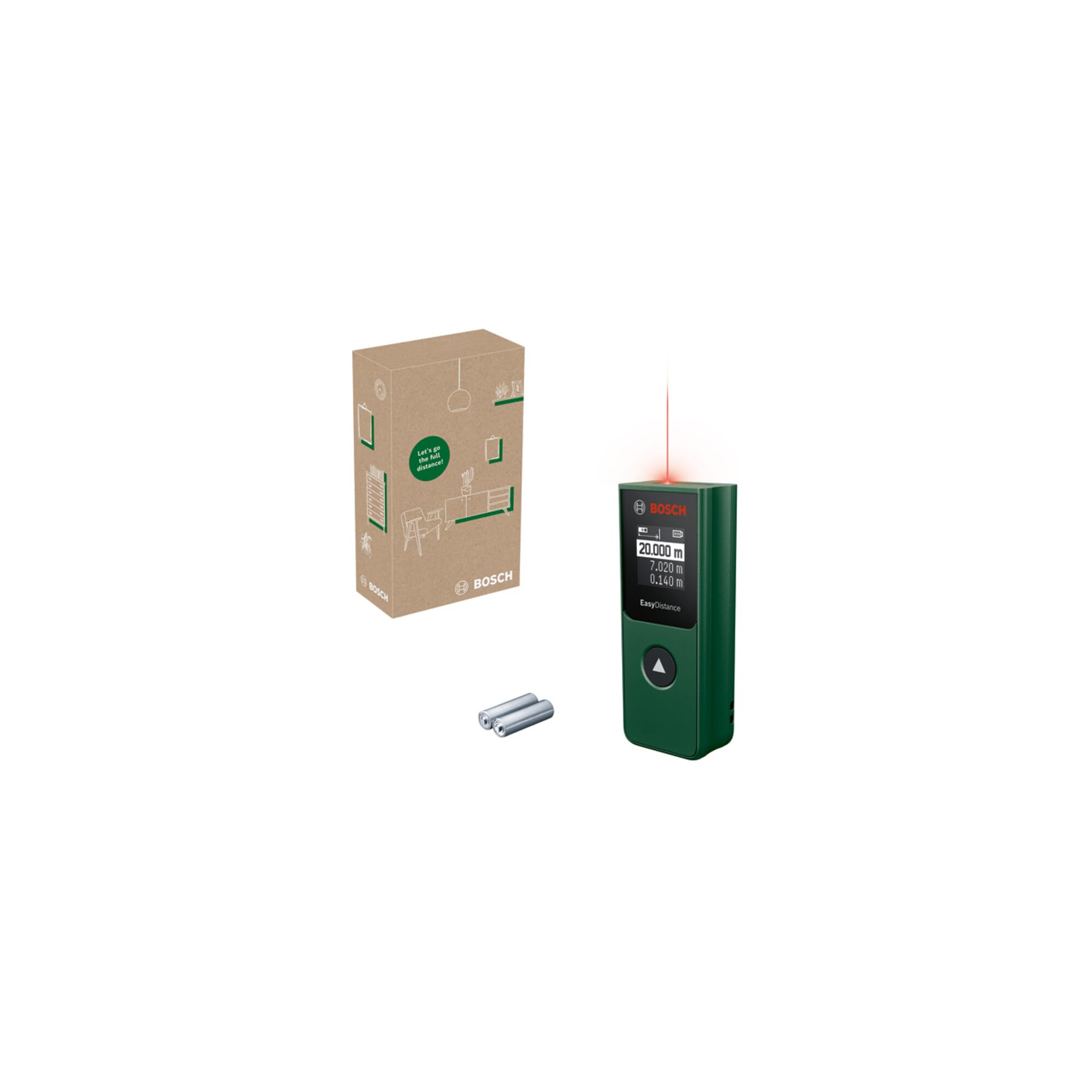 Bosch Metro Laser Distanziometro Laser EasyDistance 20 (misurazione agevole e precisa fino a 20 m, tascabile, comando a un solo tasto, in confezione di cartone per e-commerce)