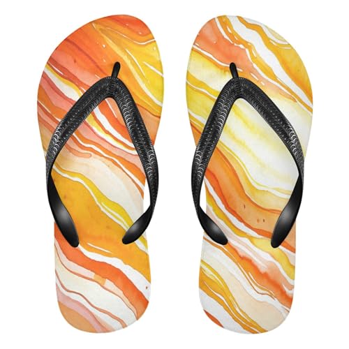 STAYTOP Beautiful Orange Marble Texture Flip Flops Sandals of Men's & Women's,Sandals Beach Slippers Shower Slides