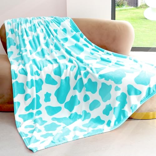 Image of Blue Throw Blanket for Kids, Cute Soft Small Cyan Fleece Blankets for Indoor & Outdoor, Sky Blue Room Decor for Teens Girls Boys Women