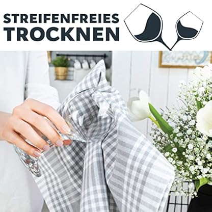 LAYNENBURG 10er-Set Premium Geschirrtücher kariert - 100% Baumwolle - 45x65 cm & Aufhänger - Oeko TEX Standard 100 - Küchentücher fusselfrei & modern - Vintage Küchenhandtücher (Mehrfarbig) – Bild 4