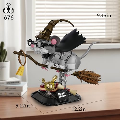 Image of Vziimo Harry Mouse Animal Building Set, MOC Creative Magic Mouse Model Kit, Collectible Home Office Decor Toy Gift for Teens Adults 14+ (676PCS)