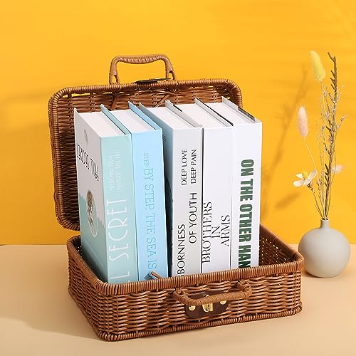 BEIJIALY Weiden-Picknickkorb, Retro-Weidenkorb, Rattan-Koffer, Aufbewahrungskorb, Gewebter Korbgeflecht, Vintage-Koffer, Gewebter Aufbewahrungskorb, Requisitenbox, Geschenkkorb für Camping,(M)