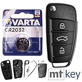 Autoschlüssel Funk Fernbedienung Austausch Gehäuse mit 3 Tasten + HAA Rohling + Batterie kompatibel mit A1 8X A3 8P 8V A4 B7 A6 C6 TT 8J Q3 8U Q7 4L R8