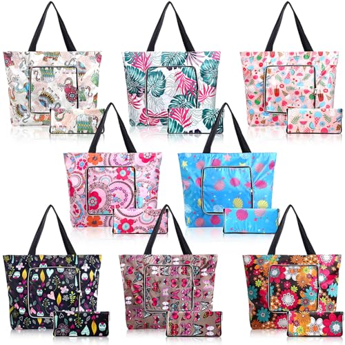 Cunno 8 Pack Beach Tote Bags Waterproof Sandproof with Zipper, Classic