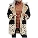 YogfegY Abrigo de invierno para mujer Turndown Bolsillos Abrigo Leopardo Mujeres Chaqueta Cuello de Peluche Patchwork Moda Abrigo Mujer (Black, M)