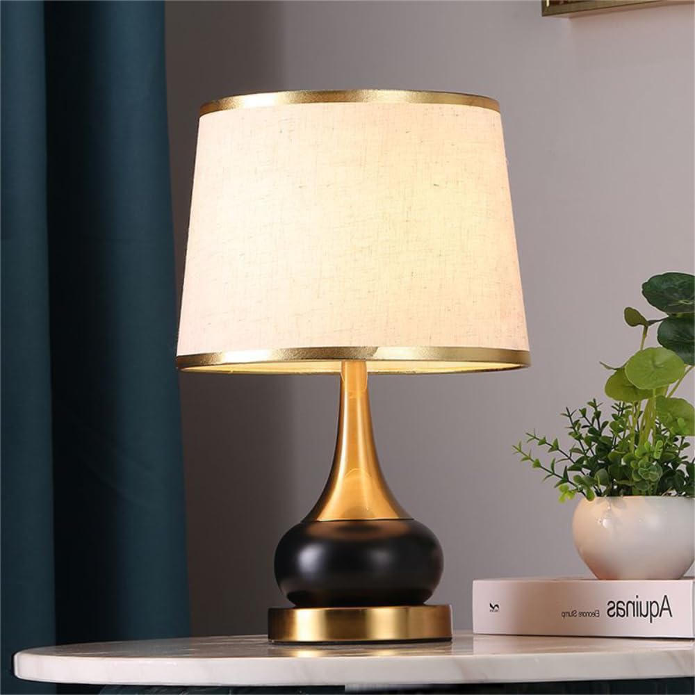 XINYASEE Lampe de table E27 pour la chambre et le salon avec abat-jour en lin et corps en métal, peut être utilisée comme lampe décorative d'hôtel et lampe décorative de chevet (B)