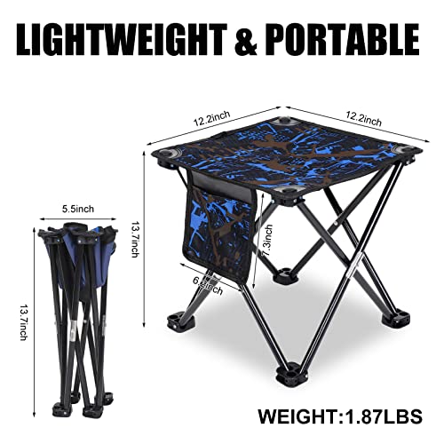Kaboer 2 Pack Folding Camping Stool Portable Outdoor Camping Chair For Fishing Bbq Hiking Gardening And Beach,Travel With Carry Bag(Camouflage Blue) #TOP1