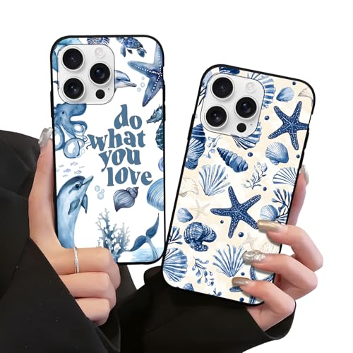 Coque iPhone 16 Pro kawaii dauphin étoile de mer en silicone TPU noir souple