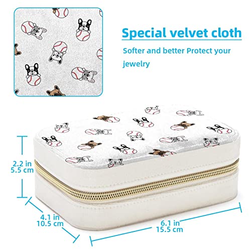 Boîte à bijoux de voyage compacte double couche motif bouledogue