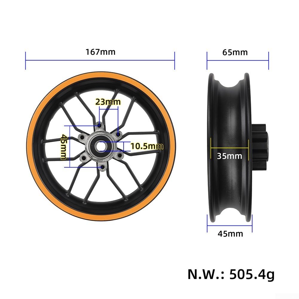 Buje de rueda de aluminio de 165 mm OD para scooter eléctrico, rueda de