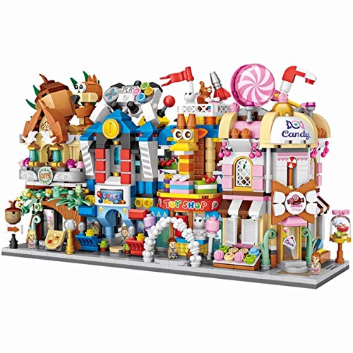 AHWZ Bloques de construcción de los niños Juguetes, Bloques de construcción de gránulos Mini Street View Hechizo insertado en Bloques de construcción Juguetes,4PieceSet