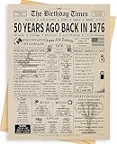 Happy 50th Birthday Card Gifts Decorations for Women Men Her Him Anyone | Funny Happy Unique 50 Year Old Gifts Ideas | Back In 1976