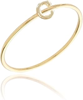 Wrapables Gold Plated Stackable Initial Letter Ring Size 6, Letter C