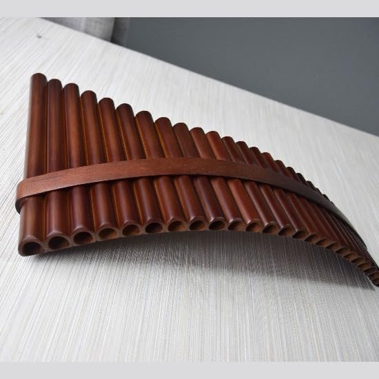 Pan Flute Instrument Pan Flute Beginner's Guide 25-pipe C-tone G-tone Wooden Strips And Hoops Pan Flute With Cowhide Bag(G,L)