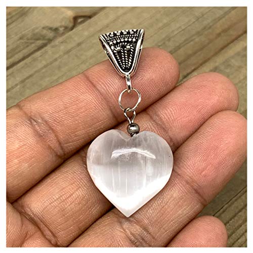 1pc, 8-9g, 0.9  Selenite Pendant Heart Shape Polished from Morocco, F497
