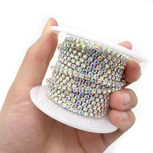10 Yard Crystal Rhinestone Chain for Crafts Fringe Trim Diamond Jewellery Making Craft (AB)