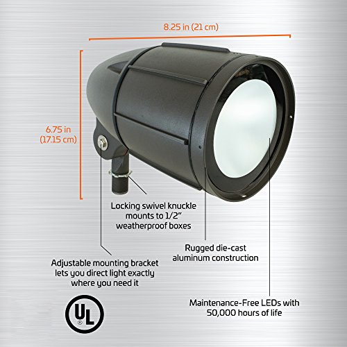 Newhouse Lighting BLF30BRZ 30-Watt Die-Cast Aluminum LED Bullet Flood Outdoor, Weatherproof Landscape Lighting 3085 Lumens, 3000K Warm White, 1/2