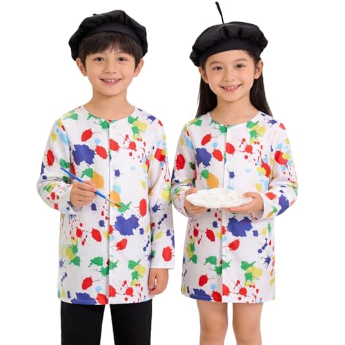 Generisch Costume de peintre pour garçon, spectacle sur scène, jeu de rôle, déguisement et tenue pour la journée d'information professionnelle, multicolore, 9-10 ans