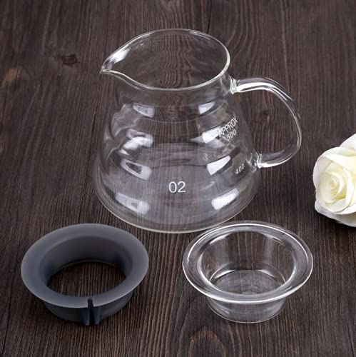 Conjunto Coador de Café Tipo Hario V60 Com Jarra de Vidro 600ml
