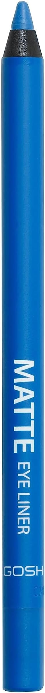 GOSH Bright Blue Eyeliner Matte I Waterproof Eyeliner Pencil I Soft & Creamy for Easy Application I Highly Pigmented Eye Pencil I Longlasting & Transferproof I Vegan & Perfume-free I 007 Carribean