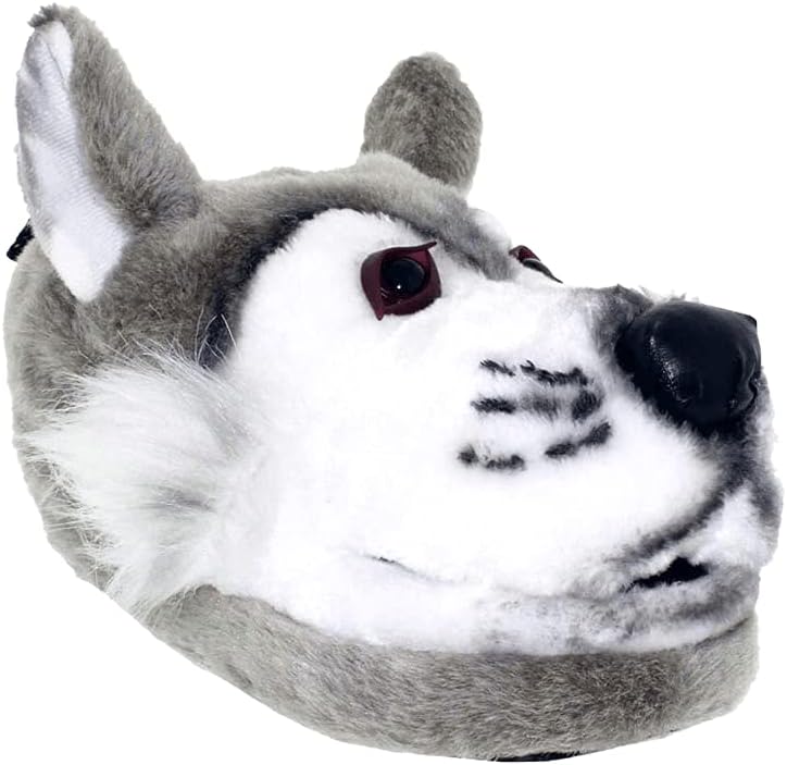 Happy Feet Slippers Gray Wolf Animal Slippers for Adults and Kids, Cozy and Comfortable, As Seen on Shark Tank (X-Small)