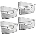 mDesign Plastic Slim Cabinet Container Lazy Susan Storage Organizer Bin Holder with Front Handle - for Kitchen Countertop, Pantry Shelf, Fridge Organization - Holds Food, Drink - 4 Pack - Smoke Gray