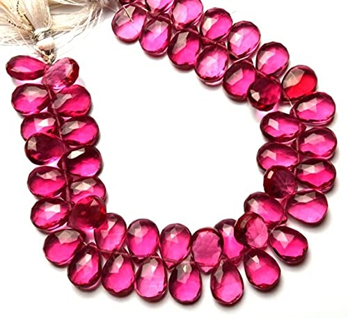 Perles rubellite tourmaline quartz hydro poire 8x12mm LKBEADS