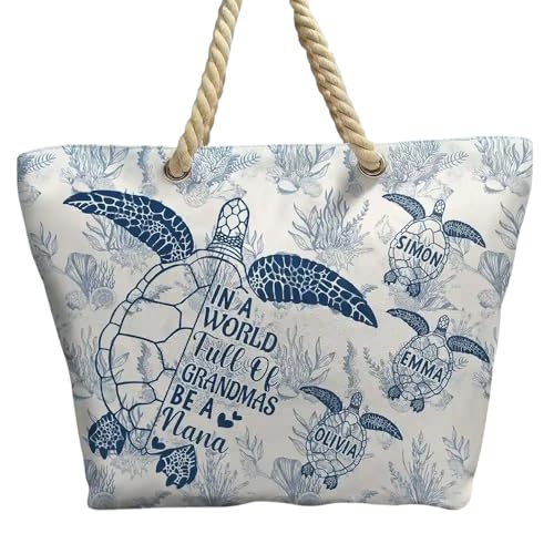 Bolsa de playa personalizada Nana con motivo de tortuga miniatura 1
