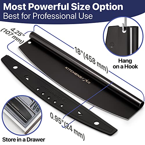 Image of 18aa‚¬A Black Non-Stick Pizza Cutter by KitchenStar | Sharp Stainless Steel Slicer Knife - Rocker Style w Blade Cover | Chop and Slices Perfect Portions + Dishwasher Safe aa‚¬a€oe Premium Pizza Oven Accessories