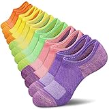 PAPLUS No Show Socks Womens 6 Pairs, Non Slip Cushioned Low Ankle Socks with Arch Support