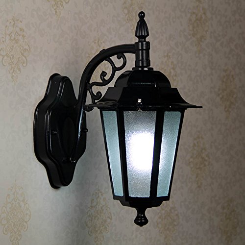 MaGiLLWall Lantern Metal Aluminum Vintage Garden Lamp Hexagon Outdoor Wall Light Sweep Waterproof Balcony Villa Aisle Wall Sconce Lamp Luxury (Color : Black) (Bronze)
