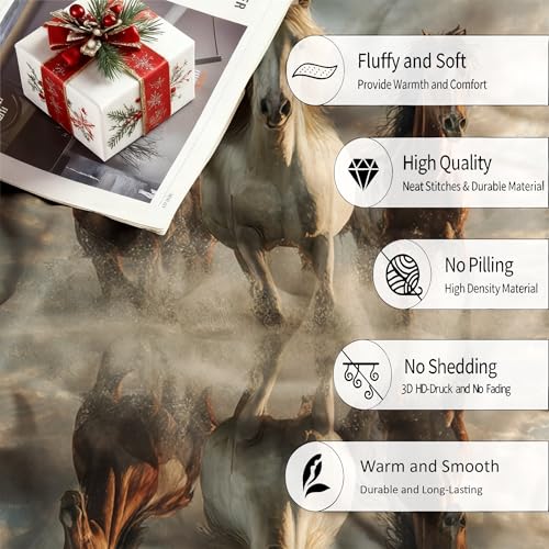 Couverture sherpa design illusion visuelle cheval en flanelle premium