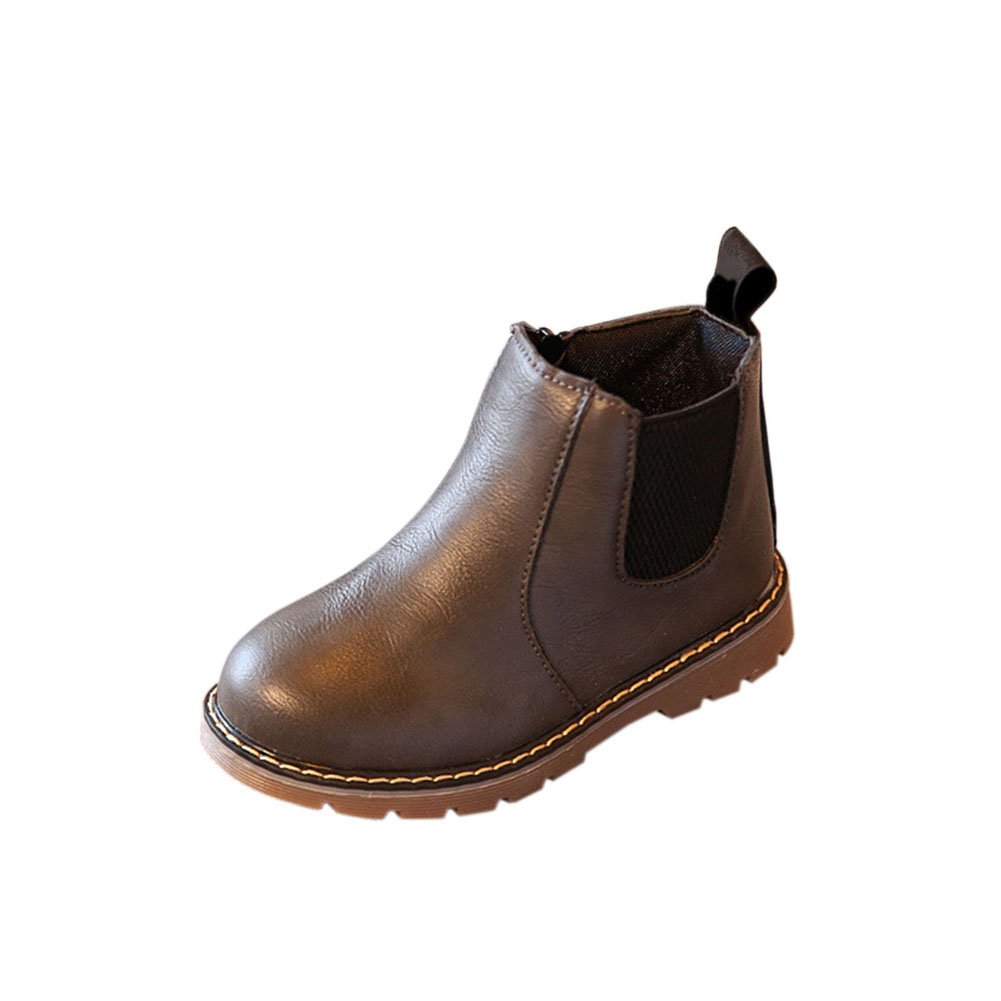 Meijunter Winter Kids Shoes Boys Girls Martin Boots Casual Vintage Zipper Flat Shoes