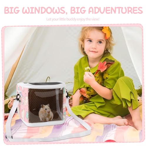 guinea pig carrier bag with water bottletravel portable small animal carrier sling pouch clear window carrier backpack for hamster bunny gerbil hedgehog sugar glider lizard birdpink