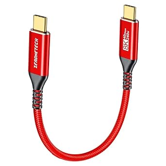 40Gbps 1FT USB 4 Cable for Thunderbolt 4 [Red, Durable], 12 inch High-Speed Data Transfer, Short USB C Monitor Cable 8K@60Hz/4K@144Hz, 240W Fast Charge for MacBook, iPad,Mac mini,SSD enclosure,Docking