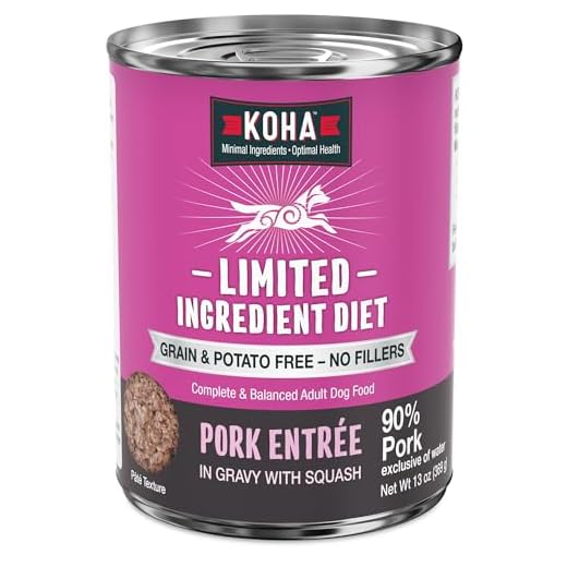KOHA Limited Ingredient Diet Pork Entrée for Dogs- Sensitive Stomach Canned Dog Food - High Protein, No Fillers Pate Dog Food - 13 oz Pack of 12