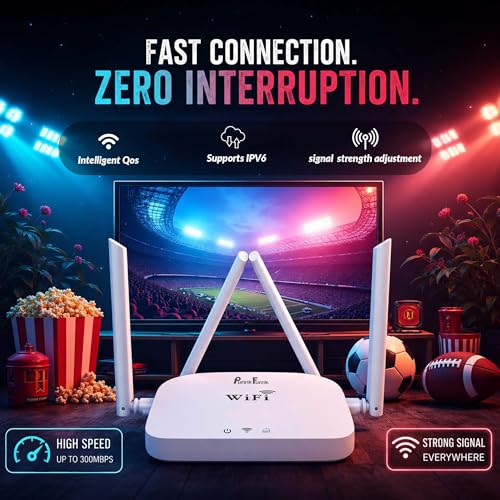 Image of PunnkFunnk WT-14 WiFi Router |Four high gain Antennas | 300M High Speed Wireless Router for Home & Office | IPv6 Compatible | Stable Internet Connection | Wide Coverage WiFi Router | Easy Setup